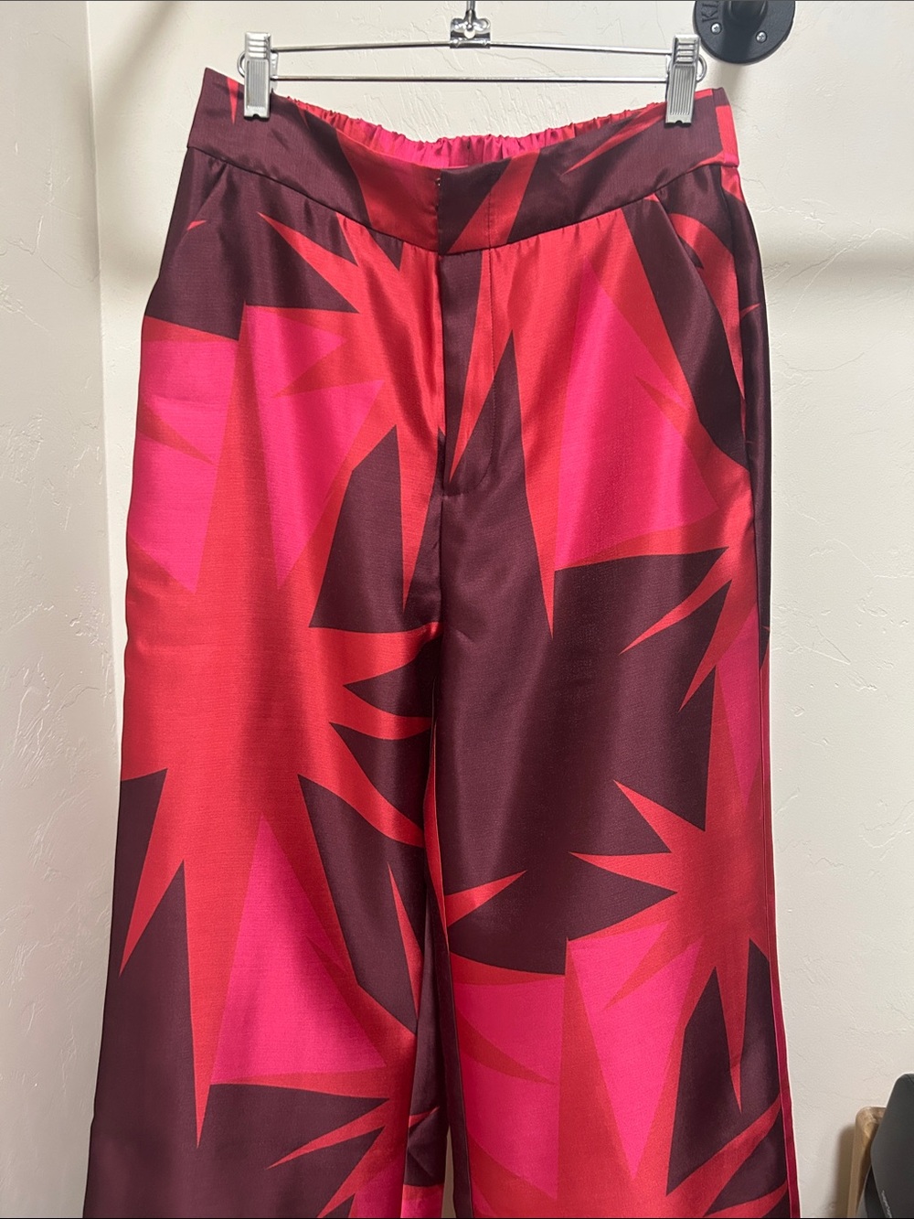 CROSBY by Mollie Burch Red and Pink Wide Leg Printed Pants